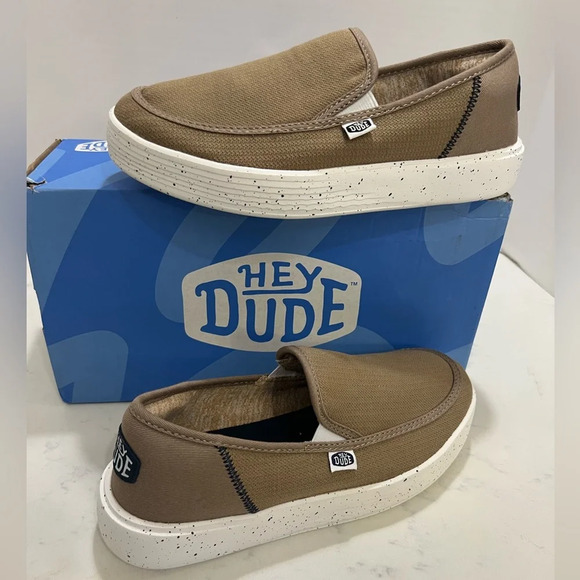 Hey Dude Brown and White Casual Slip-On Loafers - Picture 8 of 15